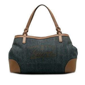 Gucci Craft Denim Tote Handbag Blue Denim